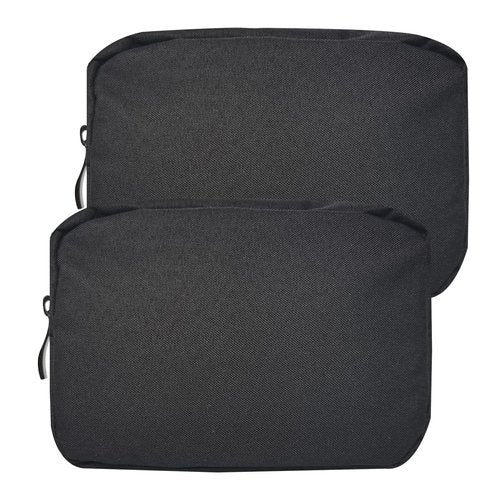 HSYAMY Small Makeup Bag For Purse, 2 Pack Travel Zippered Pouch, Portable Versatile Mini Organizer Toiletry Cosmetic Bag Nylon Electronics Accessories Storage Pouch For Women Men (Black)