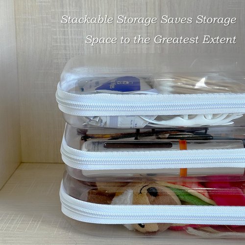 Gberlczz Clear Hard Zipper Case for Storage, Durable Clear Zipper Pouches, Hard Plastic Zippered Pencil Pouch for Snacks Toy Travel Organizer