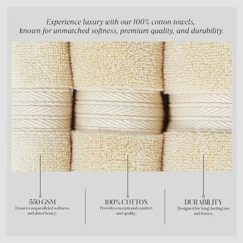 Home Weavers Elegance Essentials 550GSM 100% Cotton Zero Twist Super Absorbent Wash Cloth (Set of 12) - 13"x13", Yellow