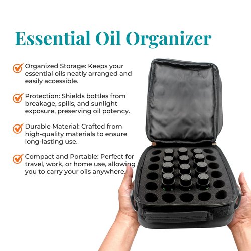 Your Oil Tools Versatile Essential Oil Storage Carrying Case- Holds 42 Bottles for 5ml, 10 ml, 15ml, 20ml and 100ml- Essential Oil Travel Case Storage Bag with Handle and Shoulder Straps – Black