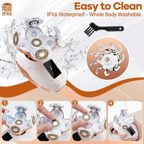 Electric Razors for Women, 5D Facial Hair Removal, 5-in-1 Wet/Dry Bikini Trimmer, Electric Shaver for Women, Rechargeable Face Shaver for Arms Legs Armpit Pubic Area, Painless Womens Grooming Kit