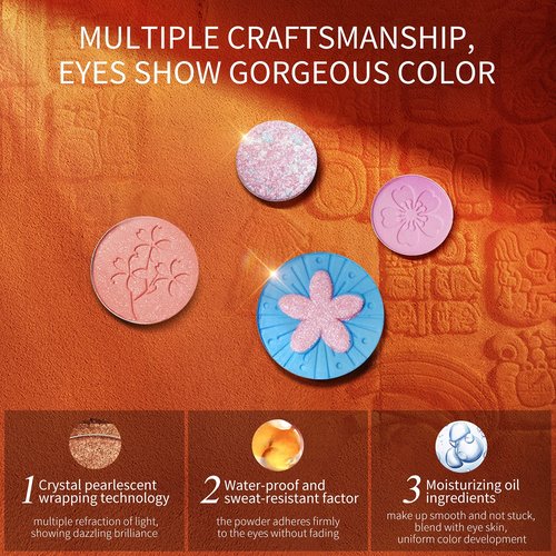 zeesea Egypt Eyeshadow Palette Maya Collection, Matte Shimmer Glitter Blendable High Pigmented 16 Shades Eye Makeup Palette (#08 CHERRY BLOSSOMS)