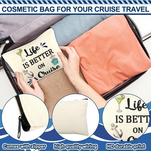 Kajaia 12 Pcs Cruise bags for Women Cruise Survival Kit Cosmetic Makeup Bags Travel Organizer Zipper Pouch Accessories for Women Cruising Lovers