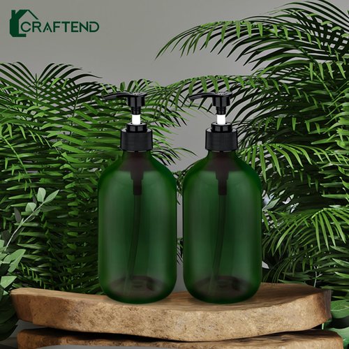 2 Pack Pump Bottles Dispenser 16.9 OZ 500ml Bathroom Countertop Pump Dispensers Refillable Plastic Containers for Lotion Shampoo Body Wash Hand Dish Soap Kitchen Accessories with Waterproof Labels