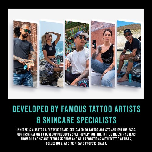 INK-EEZE Bundle: Green Tattoo Ointment 3.3oz Tube + Ink Shield Mineral Tattoo Sunscreen SPF30 3.3oz Tube
