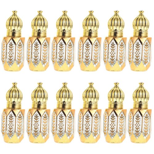 GLEAVI 12 pcs Essential Ml Mini Fragrance Exquisite Tiny Er Perfume Refillable Plastic Oil DIY Sub-ing Perfumes Balms On Golden Dispensing Gold Arabic Small for Container