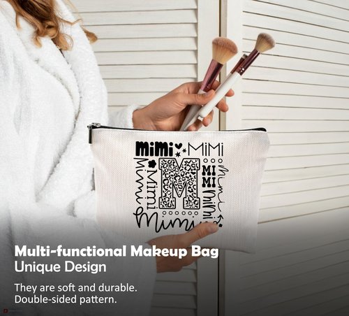 QGFM Mimi Makeup Cosmetic Bag - Mothers Day Gift for Grandma, Best Mimi Ever, Small Makeup Bag for Purse, Grandchildren Gift