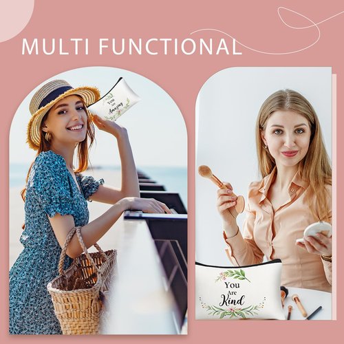 Irenare 30 Pcs Inspirational Makeup Bag Canvas Cosmetic Bag Bulk Employee Appreciation Gifts for Women Bulk Friends Coworker Employee Mom Aunt Faith