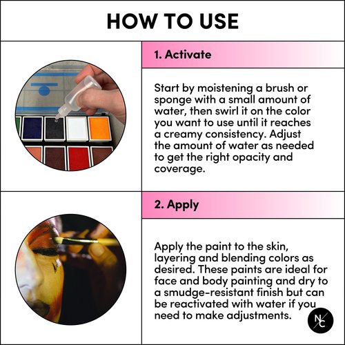 Narrative Cosmetics FX 12-Color Palette - Water-Activated Face & Body Paint for SFX, Theater, Cosplay - High-Pigment, Blendable SFX Makeup, Easy-to-Use for Film & TV