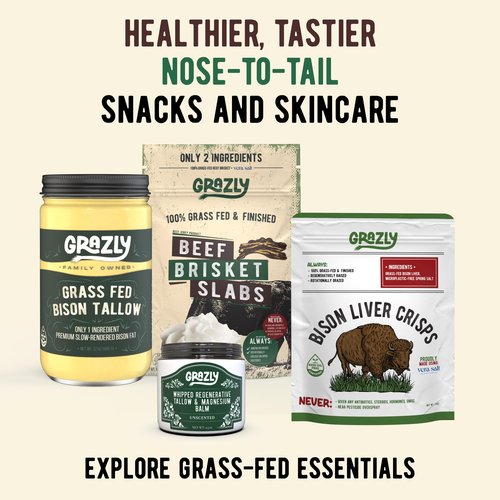 Grazly Beef Tallow Sunscreen SPF 35 – Unscented Water Resistant Zinc Sun Balm, Non-Greasy Natural Sunscreen for Face & Body – 4 Natural Ingredients: Non-Nano Zinc, Organic Coconut Oil, Beeswax- 1.8 oz
