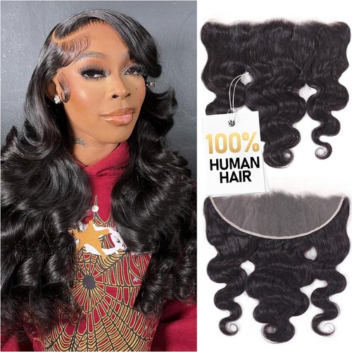 Olsmkis Body Wave HD Lace Frontal 13x4 16 Inch Ear to Ear Transparent Lace Front Closure 100% Unprocessed Brazilian Virgin Human Hair 13 x 4 Pre Plucked with Baby Hair 180% Density Natural Black