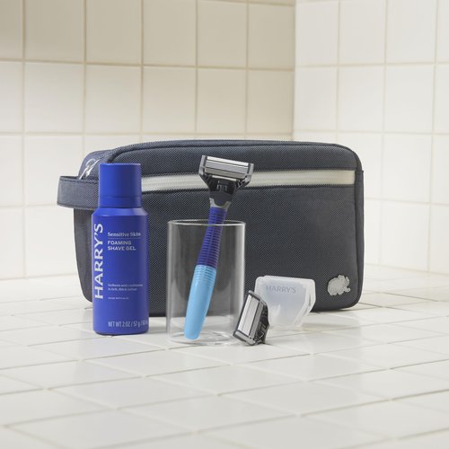 Harry's Travel Shaving Kit for Men - Toiletry Bag, Razor, Foaming Shave Gel, and Blade Cover - TSA Friendly Shave Kit