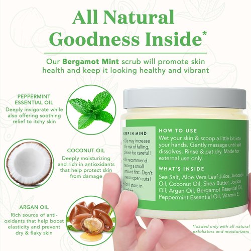Bare Botanics Exfoliating Shower Gloves + Bergamot Mint Body Salt Scrub