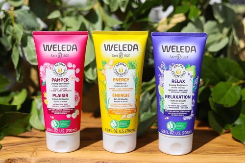 Weleda Aroma Essentials Body Wash Collection, 6.8 Fluid Ounce (Pack of 3), Energy Shower Gel, Pamper and Relax Body Wash, Gentle Plant Rich Cleanser