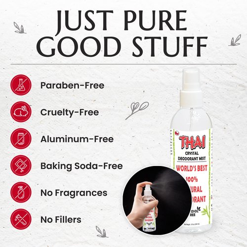2-PACK Thai Deodorant Spray - Made in USA - Whole Body Natural Crystal Salt Deodorant Spray for Women Men & Teens, (8 Oz)