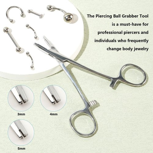 Beautidots Piercing Ball Grabber Tool 3mm 4mm 5mm Piercing Ball Screw Removal Tool Reusable Bead Clamping Assistant Tool for Changing Jewelry