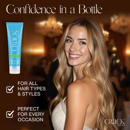 Crack HAIR FIX Styling Treatment - Multi-Tasking, Anti-Frizz, Leave-In Styling Cream with Protection from Humidity, Chlorine, Heat Treatments & Sun, 3 oz (Pack of 3)