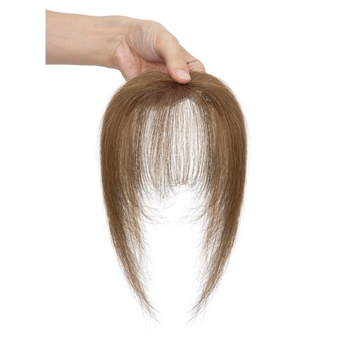 Hairro Clip in French Bangs 100% Real Human Hair, 3d 360 Cover Hand-Tied Fake Bangs for Women, with Invisible Secure Clips for Daily Wear & Add Volume, 5 Inch Frontal Medium Brown