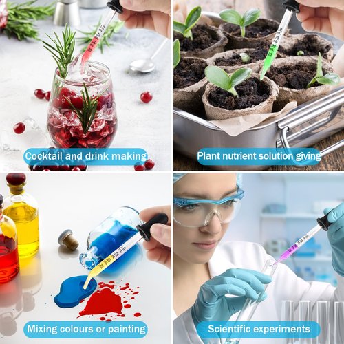 Herain 8 Pack Glass Eye Dropper, 1ml Pipette Dropper for Essential Oil, Crafts, arts, Lab, Measuring and Transferring a Variety of Liquids, Droppers Straight Tips