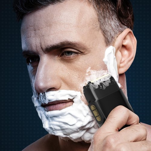 Electric Foil Shavers for Men: Close Shave Electric Razors with 3 Floating Blades, IPX7 Waterproof Wet Dry Face Razor with Big LED Display, Cordless Beard Trimmer with 3 Gears Adjustable (Black)