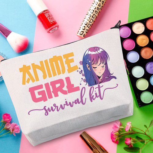 WZMPA Anime Girl Cosmetic Makeup Bag, Anime Lover Gift, Survival Kit Zipper Pouch for Teenagers Girls
