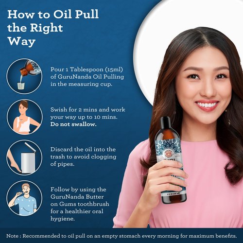 GuruNanda Advanced Oil Pulling & Coconut Oil Pulling Bundle with Toothbrush, Tongue Scraper - for Happy Teeth & Gums & Bad Breath