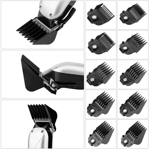 Anrom Magnetic Clipper Guards Guide Comb 10PCS for Andis Master Hair Clipper MBA, MBX, MC-2, ML, MA-1, RACA, PM-1, PM-2, PM-3, PM-4, US-1, RS-1 Lengths 1/16" to 1" (Black)