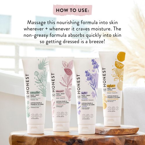 The Honest Company Lavender Calm Foaming Bubble Bath + Hydrating Face + Body Lotion Bundle | Naturally Derived, Tear Free, Hypoallergenic | 12 fl oz, 8.5 fl oz
