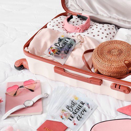 Cunno 60 Pcs Teacher Appreciation Gifts Bulk Small Waterproof Makeup Toiletry Bag Pouch Cosmetic Pencil Bag Thank You Gifts for Women Men Travel Graduation Season Supplies(Best Teacher Ever)