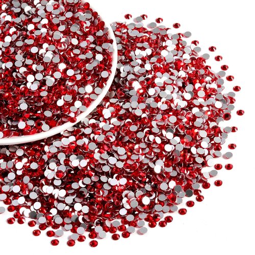 Beadsland Flatback Rhinestones Bulk, 2880pcs Red Rhinestones for Crafts Clothes DIY Decoration, Light Siam, SS30, 6.3-6.5mm
