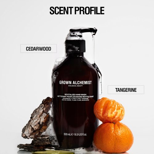 Grown Alchemist Revitalize Hand Wash – Natural Liquid Hand Soap with Ylang Ylang, Tangerine & Cedarwood – Gentle, Hydrating Kitchen & Bathroom Soap, Botanical Cleanser for Sensitive Skin, 500mL