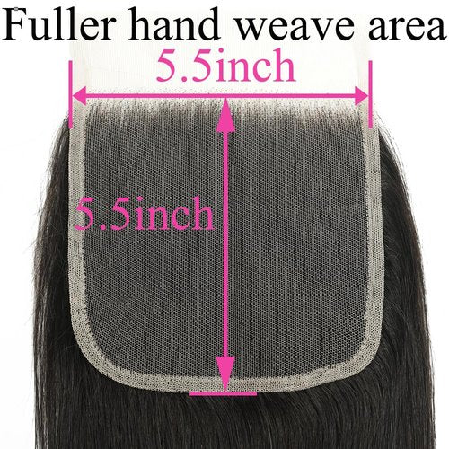 5x5 Closure Straight Transparent HD Lace Closure 12A Brazilian Virgin Human Hair Closure Free Part Pre Plucked with Baby Hair Natural Color 18 Inch