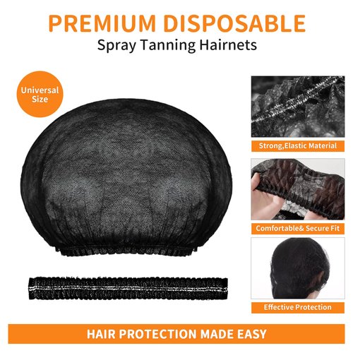 176 Pcs Tan Spray Tanning Essentials Kit: 35 Each Hair Nets, Nose Plugs, Sticky Spray Tan Feet Pads & Disposable Undergarments,1 Foot Pumice Stone- Premium Quality Accessories for Salons