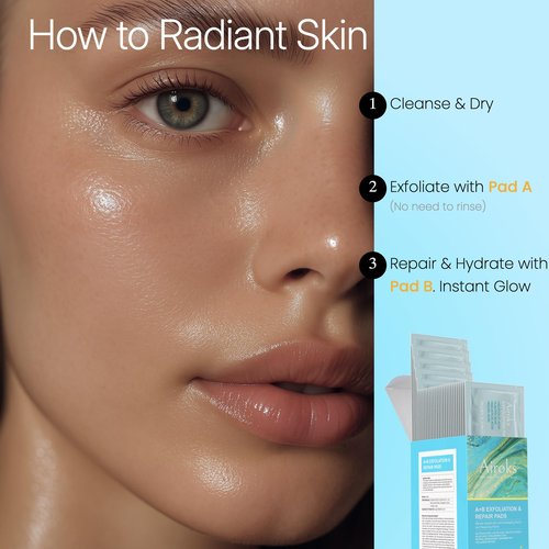 Airoks A+B Exfoliating & Repair Face Pads 30 Tx - 2-Step Acid Peel Serum Treatment with Glycolic, Salicylic, Kojic Acid & Retinol Hyaluronic Peptides for Smooth Skin, Pore Minimizer, Hyperpigmentation