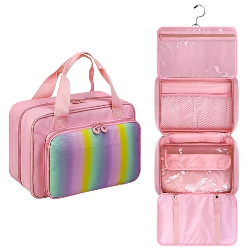Hair Accessories Organizer for Girls, Hanging Hair Bow Storage Bag for Girls Hair Clips, Travel Organizer With Hair Clips, Headbands, Scrunchies & Ties - Empty Bag (Pink)