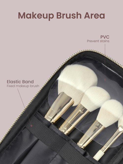 ROWNYEON Makeup Bag for Women,Large Capacity Floral Travel Cosmetic Bag, Makeup Organizer,Waterproof Leather Portable Toiletry Bag for Women, Travel Essentials Case