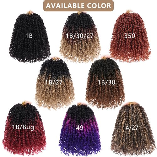 COOKOO 8 Packs 30 Stands/Pack Pre-looped Yanky Twist Crochet Hair 10 Inch Pre Twisted Mini Spring Twists Crochet Hair for Women Micro Curly Crochet Twist Synthetic Hair Extensions 1B#