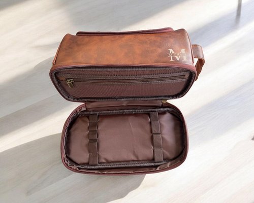 Travel Toiletry Bag for Man, Leather Waterproof Toiletry Bag, Gift for Man, Hanging Travel Bag, Gym Travel Bathroom Toiletry Bag Dropp Kit (COFFEE)