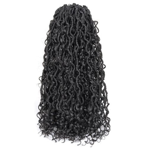ToyoTress Boho Faux Locs Crochet Hair - 16 Inch Natural Black Bohemian Locs Crochet Hair With Curly Ends for Black Women, Shoulder Length Pre-looped Synthetic Braiding Hair Extensions（16 Inch, 1B-8P)