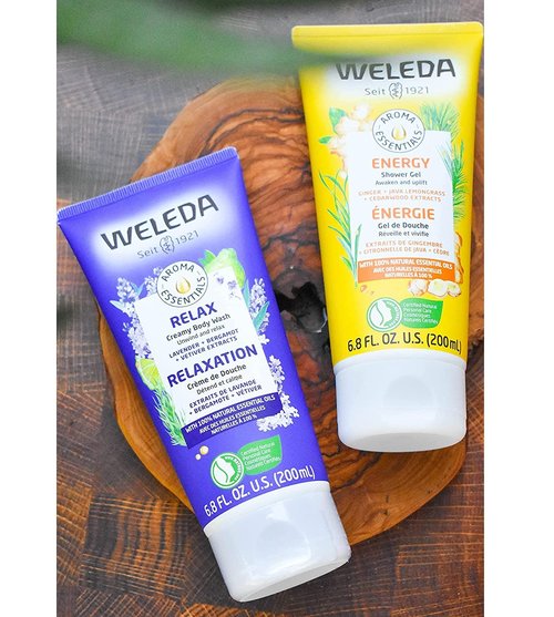 Weleda Aroma Essentials Body Wash Collection, 6.8 Fluid Ounce (Pack of 3), Energy Shower Gel, Pamper and Relax Body Wash, Gentle Plant Rich Cleanser