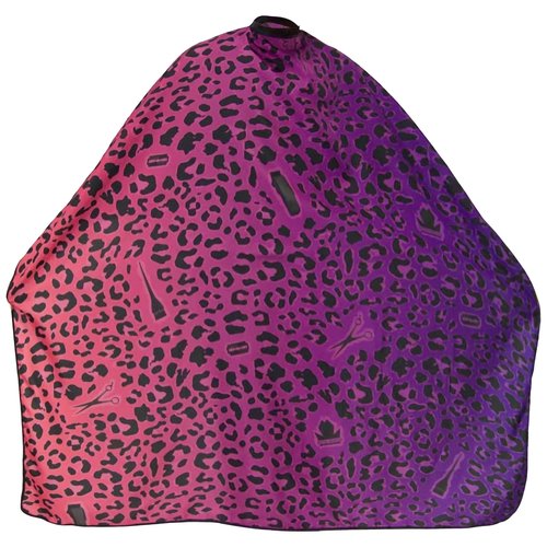 Hair Stylist Cape Unisex Barber Capes Professional, Water Proof, Metal Snap Button Closures Leopard King Midas Cape (Purple/Pink)