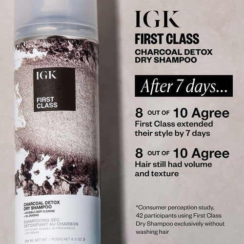 IGK FIRST CLASS Detoxifying Charcoal Shampoo Jumbo Size | Deep-Cleansing, Oil-Absorbing Clarifying Shampoo for Scalp Reset & Volume | 11 oz