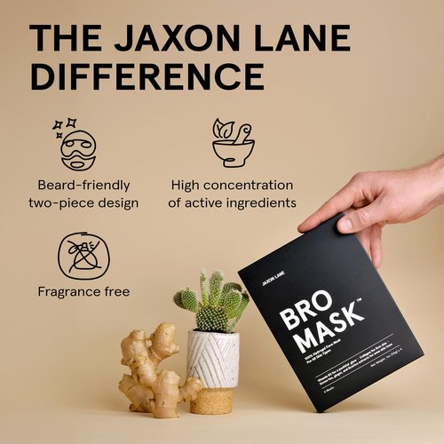 JAXON LANE BRO MASK Premium Korean Face Mask for Men (4 Pack) - Anti Aging Sheet Masks w/Hydrogel, Vitamin C, Hydrolyzed Collagen, & Hyaluronic Acid - Perfect Skin Care Stocking Stuffers for Men