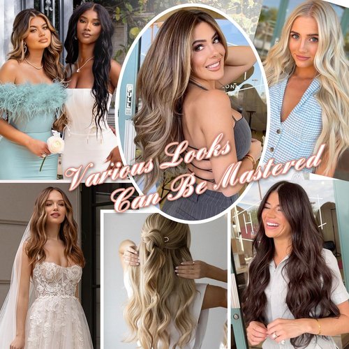 MEI YUAN LIN Clip In Hair Extensions Real Human Hair Ash Blonde Mix Bleach Blonde 5pcs 85g 12inch