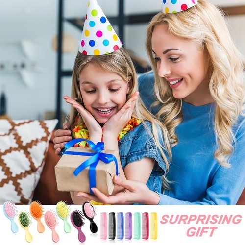 HOFASON 70 Pieces Bulk Mini Wet Hair Brush & Mini Comb Set for Kids Girls Women, Bridesmaid Gifts, Spa Party Supplies, Summer Stuff, 35 Travel Small Brush for Hair 35 Fine Wide Hair Combs for Boy Men