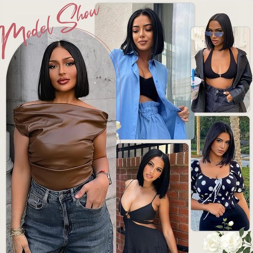 ZHENGON Bob Glueless Wigs Human Hair Pre Plucked Pre Cut 6x4 HD Transparent Lace Front Wigs Human Hair 150% Density Wear and Go Short Straight Wigs for Black Women No Glue Lace Closure Wigs 12 Inch