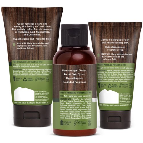 Every Man Jack Daily Post Shave Set -Three Full-Size, Fragrance Free Skin Care Essentials For a Complete Routine - Face Wash, Face Lotion, Post Shave Balm