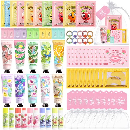 90PCS Spa Party Supplies for Girls,Daughter Spa Gift Sets Favors Include Face Masks,Lip Balm,Lip Mask,Eye Patches,Skin Care For Teens 10-12,Spa Birthday Sleepover Party Supplies for Kids Teens Girls