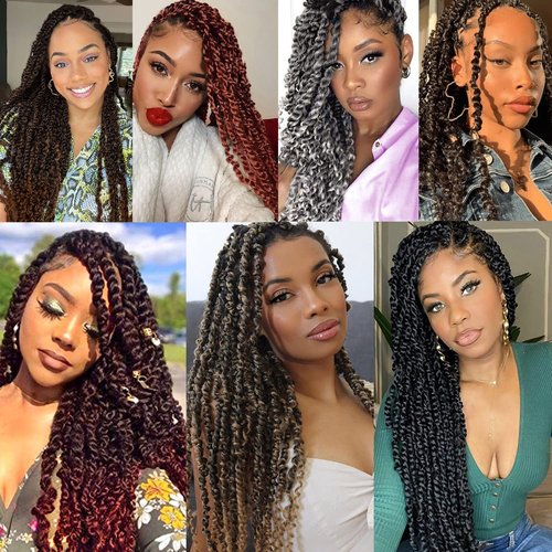 Ubeleco Passion Twist Hair 30 Inch 7 Packs Water Wave Crochet Hair for Black Women Long Bohemian Curly Braiding Hair Spring Twist Crochet Braids Hair Extensions (30inch,1B)