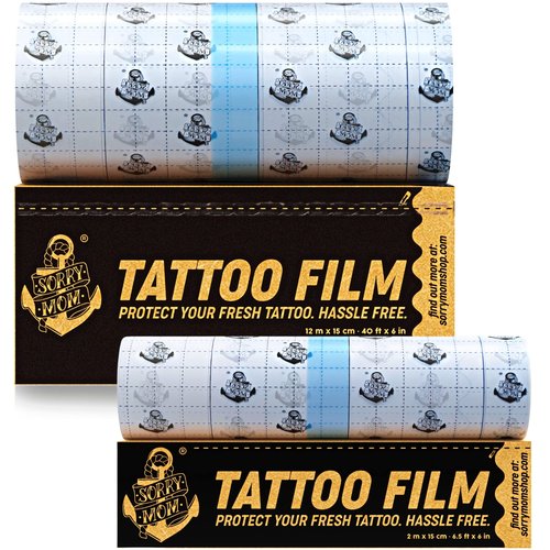 Sorry Mom Tattoo Aftercare Bandage Kit - Second Skin Tattoo Cover Up - Tattoo Bandages Waterproof - Clear Tattoo Film Protection - Derm Shield Tattoo Bandage Tape - Sanaderm Tattoo Wrap Bandage